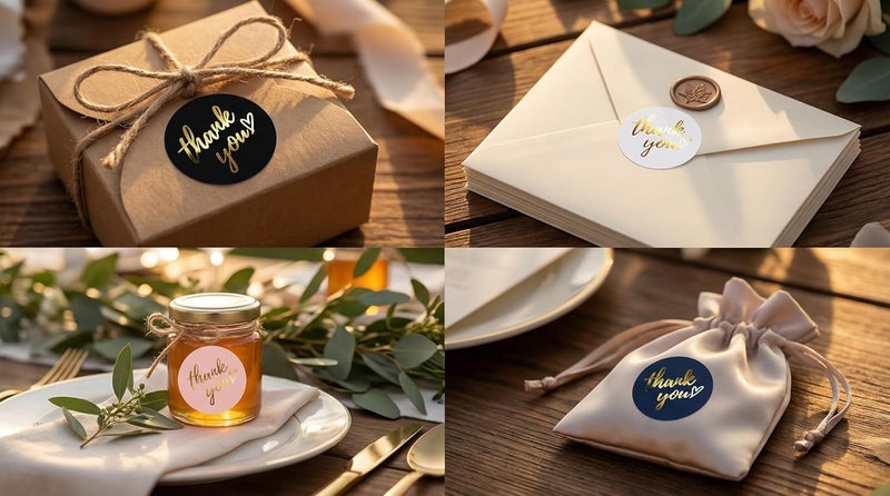 IBAKE 500 PCS Thank You Stickers Roll – 1.5 Inch Round Gold Foil Stickers with Heart Design, 4 Colors (Black, White, Pink, Navy) for Small Business Packaging, Envelopes, Gift Bags, Shipping Boxes - Image 4